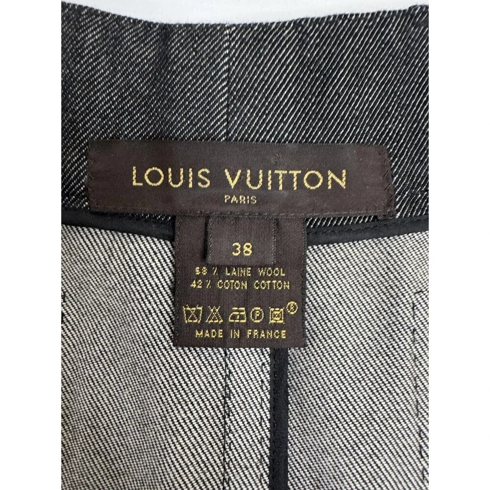 Louis Vuitton Skirt Womens 38 Black Wool Cotton Studded Mini Zip Pockets France